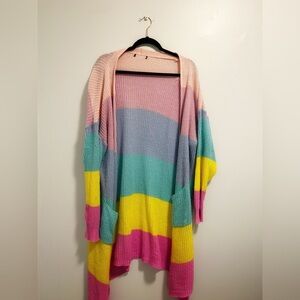 Vibrant Striped Women's Cardigan